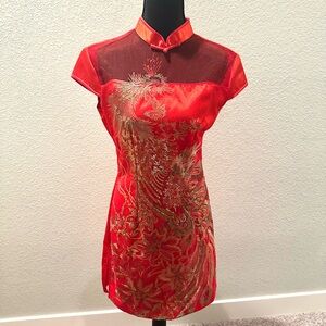 Elegant Red Cheongsam Dress